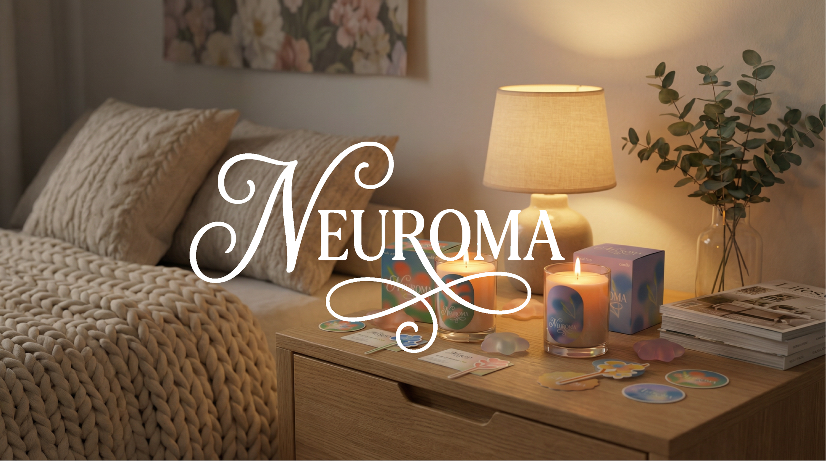 Neuroma candles styled in a bedroom interior